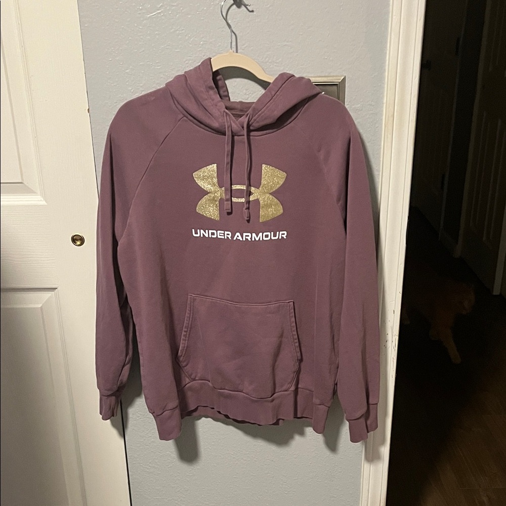 Under Armour Mauve Hoodie with Glittering Gold Logo